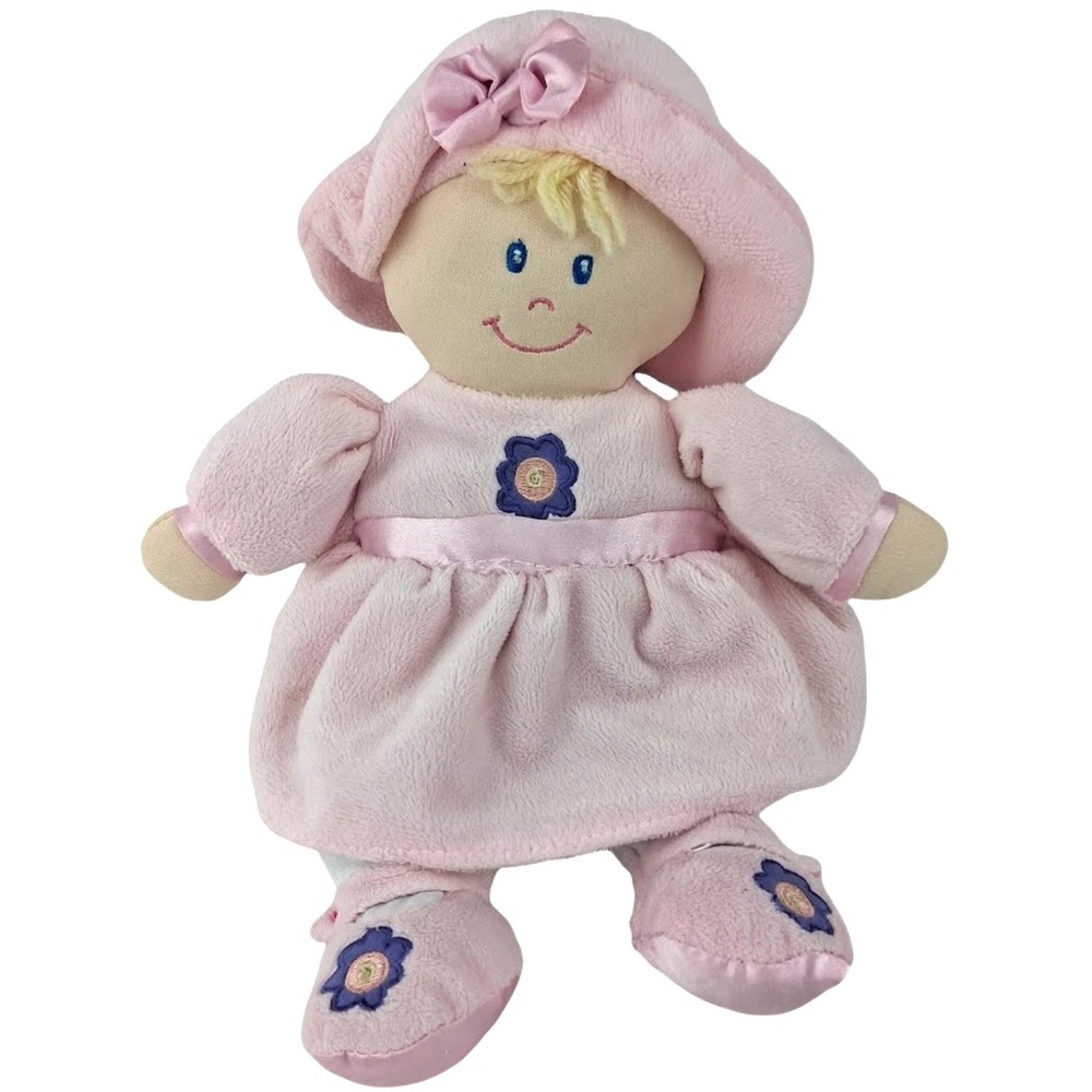 11" Kids Preferred Plush Baby Girl Doll Toy Pink Dress Purple Flower Lovey HTF